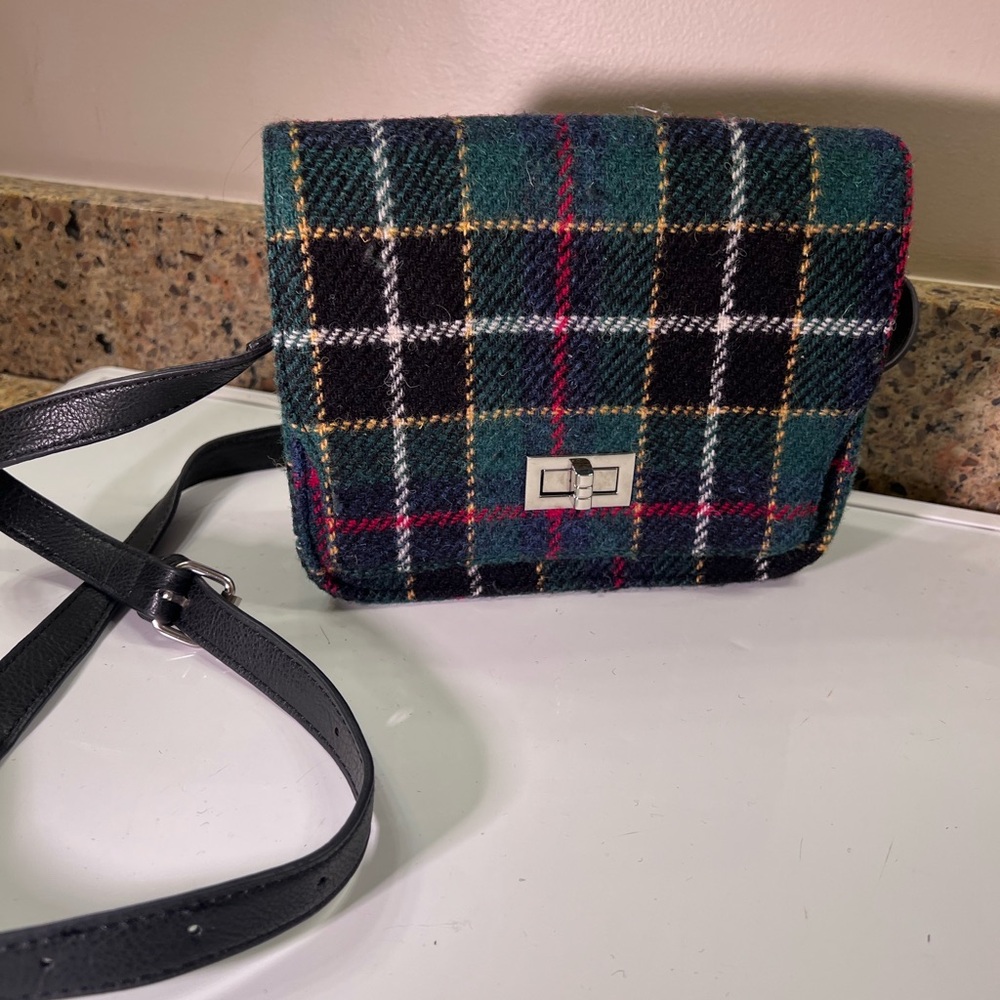 Harris Tweed Women's Crossbody Purse Bag Green & Black, 8x7x3” Scotland - Picture 2 of 12